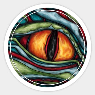 Bright green dragon eye art Sticker